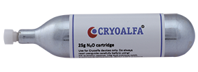 Cartucce da 25 g con valvola di sicurezza per dispositivi per crioterapia Cryoalfa LUX e SUPER