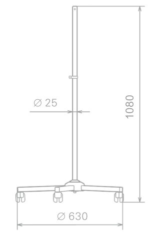 Lampada  a LED  braccio flessibile Serie 2 a stativo su ruote, dettaglio stativo su ruote