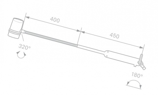 Lampada  a LED braccio flessibile Serie 2 a stativo su ruote, dettaglio tecnico