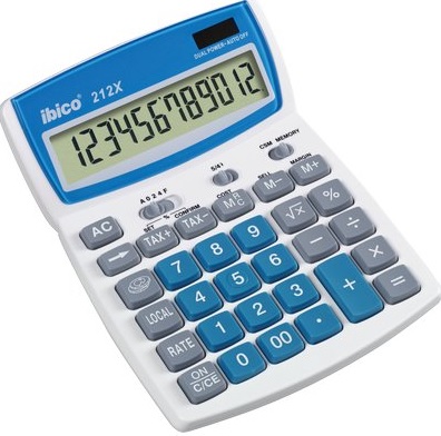 Calcolatrice dotata di una grande tastiera per una digitazione più veloce e di un diplay 12 cifre orientabile