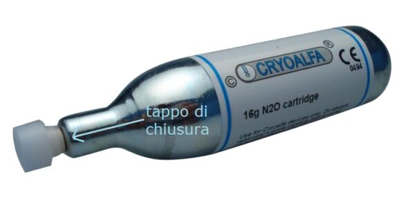 Cartucce da 16 g con valvola di sicurezza per dispositivi per crioterapia Cryoalfa LUX e SUPER