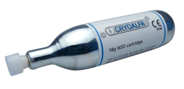 Cartucce da 16 g con valvola di sicurezza per dispositivi per crioterapia Cryoalfa LUX e SUPER