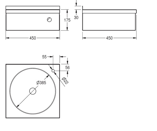 Disegni tecnici lavabo singolo