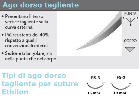 Dettaglio ago con dorso tagliente