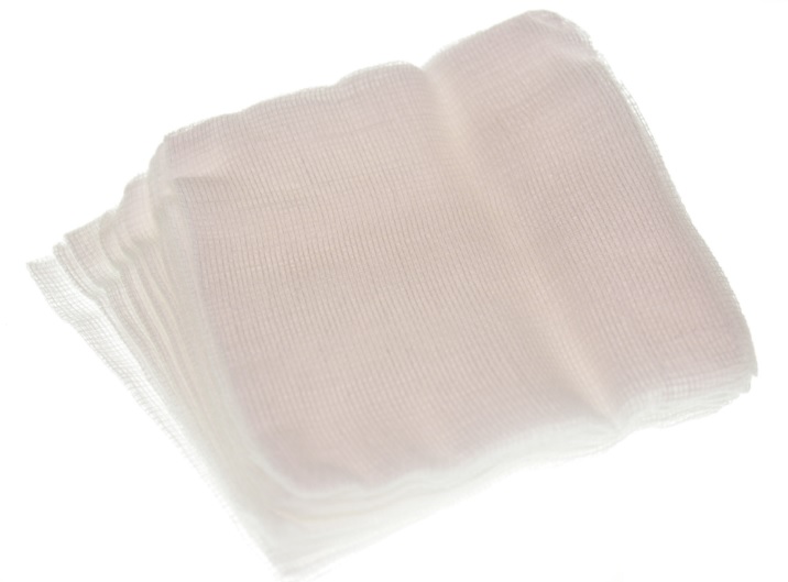 Garze in cotone in confezione sterile, dettaglio garze