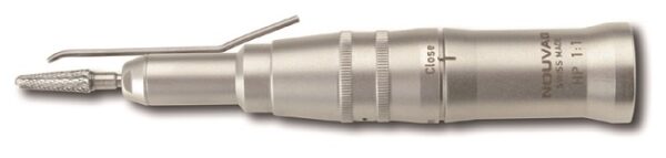 DCP208: Manipolo 1:1 con meccanismo di innesto rapido per asse ø 2,35 mm L= 44 mm 40.000 rpm, con canale esterno di irrigazione