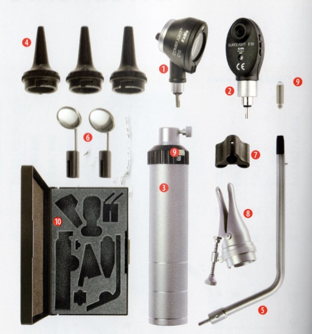 Set Otoscopio/Oftalmoscopio completo di accessori standard