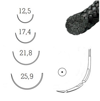 Suture seta plurifilamento non assorbibile