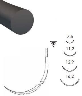 Sutura in nylon non assorbibile, ago punta triangolare 3/8 di precisione