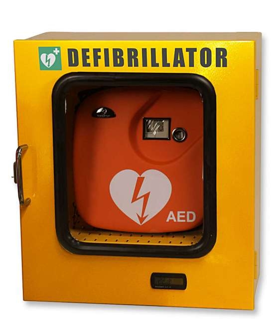 Armadio per defibrillatore da esterno con sistema di termoregolazione a resistenza elettrica