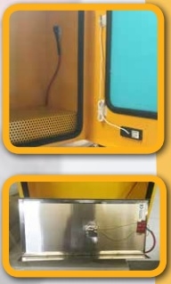 Armadio per defibrillatore da esterno con sistema di termoregolazione a resistenza e allarme, dettaglio