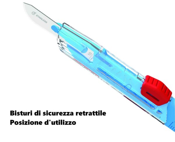 Bisturi chirurgico con meccanismo di sicurezza conforme DLGS 81/08, OSHA,  NPDs, ISPESL