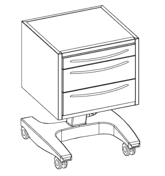 Modulo su ruote con 3 cassetti