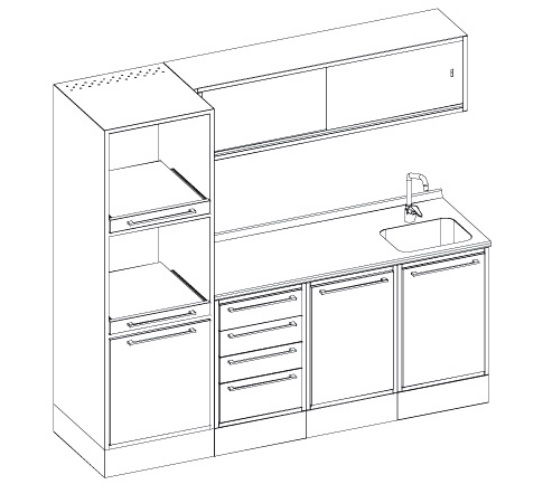 Set 4 moduli e pensile, base cieca ref ART-318L dettaglio tecnico