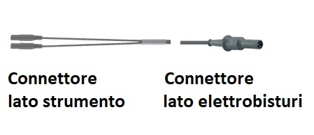 Cavo di connessione per pinze bipolari, per elettrobisturi Aesculap, Berchtold, Martin, Integra e Micromed codice ELT-159E