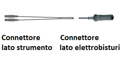 Cavo di connessione per pinze bipolari, per elettrobisturi Aesculap, Berchtold, Martin, Integra e Micromed codice ELT-159F