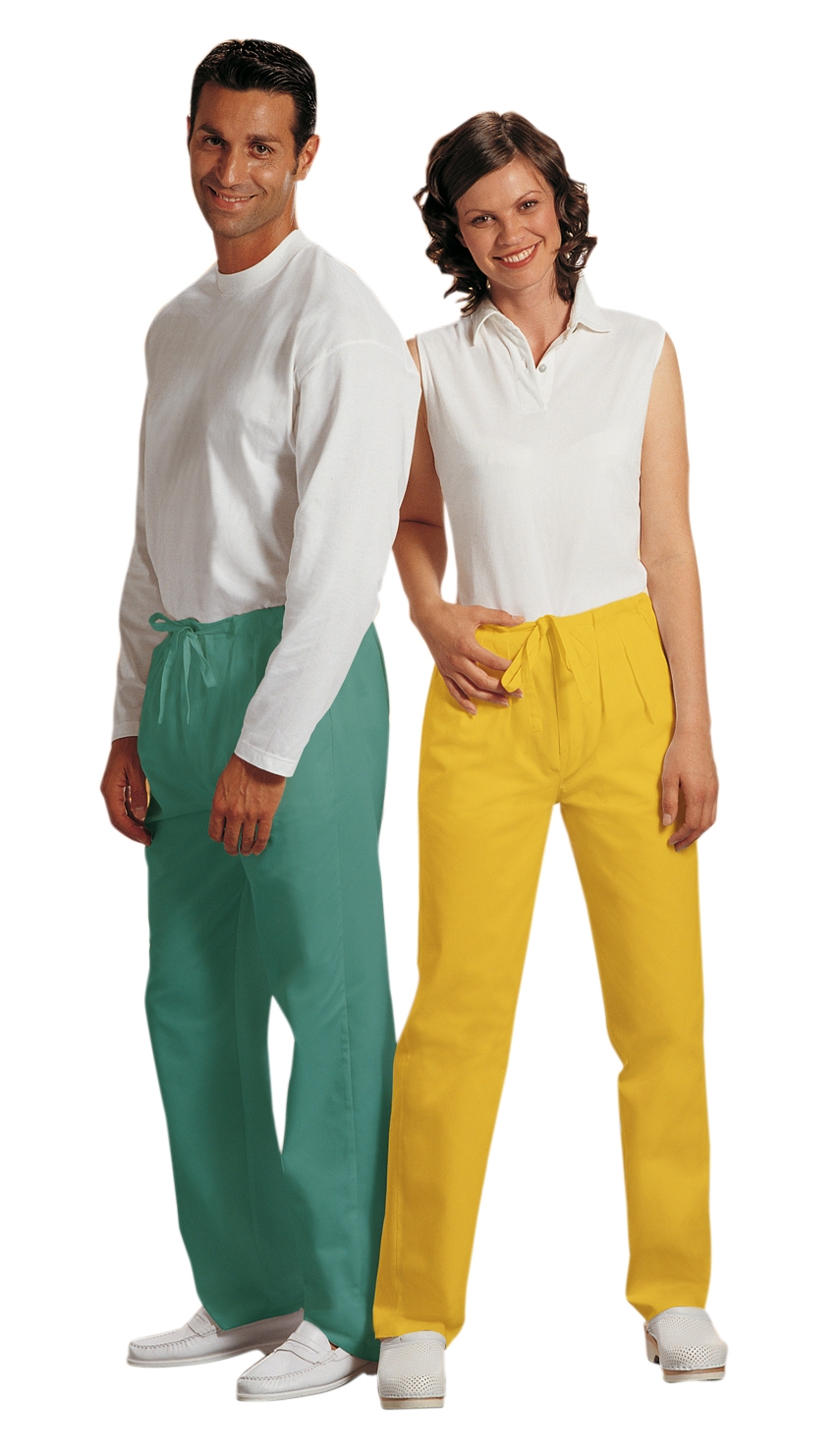 Pantalone unisex in gabardine, allacciatura con coulisse inserita in vita modello Coulisse