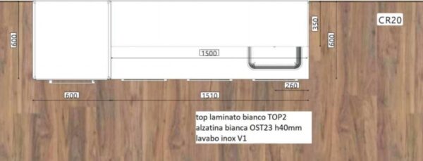 Set 4 moduli e pensile, base cieca ref ART-318L dettaglio tecnico