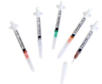 Siringhe da insulina U-100 e tubercolina, sterili