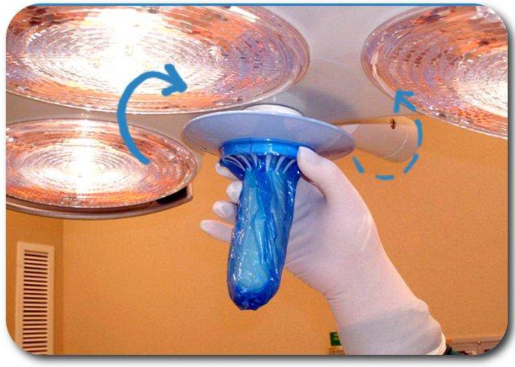 Copertura sterile universale per la protezione del manipoli delle lampade scialitiche